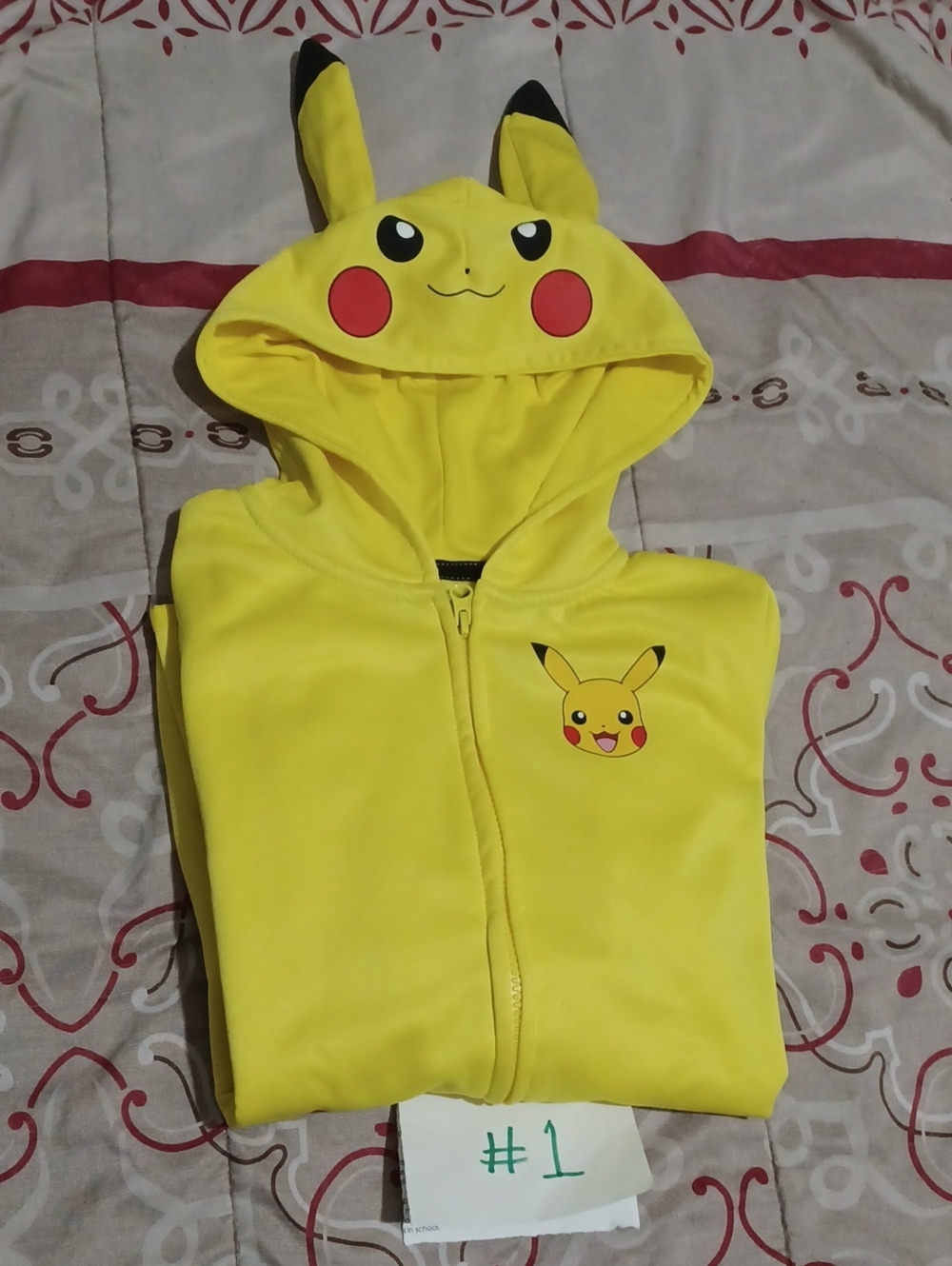 #1 Pokemon Pikachu Yellow Hoodie Zip-Up Jacket Sweatshirt Size 8